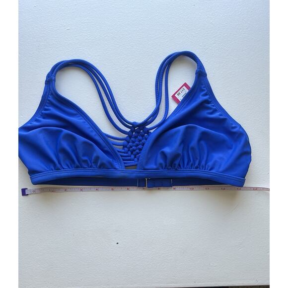 New Xhiliration Swim Suit Bikini Top Women's L Colbalt Blue Racerback Unpadded - Picture 3 of 5